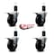 Service Caster 4'' Soft Rubber Swivel 1-5/8'' Expanding Stem Caster Set Total Lock Brake, 4PK SCC-EXTTL20S414-SRS-158-4 - alternate 3